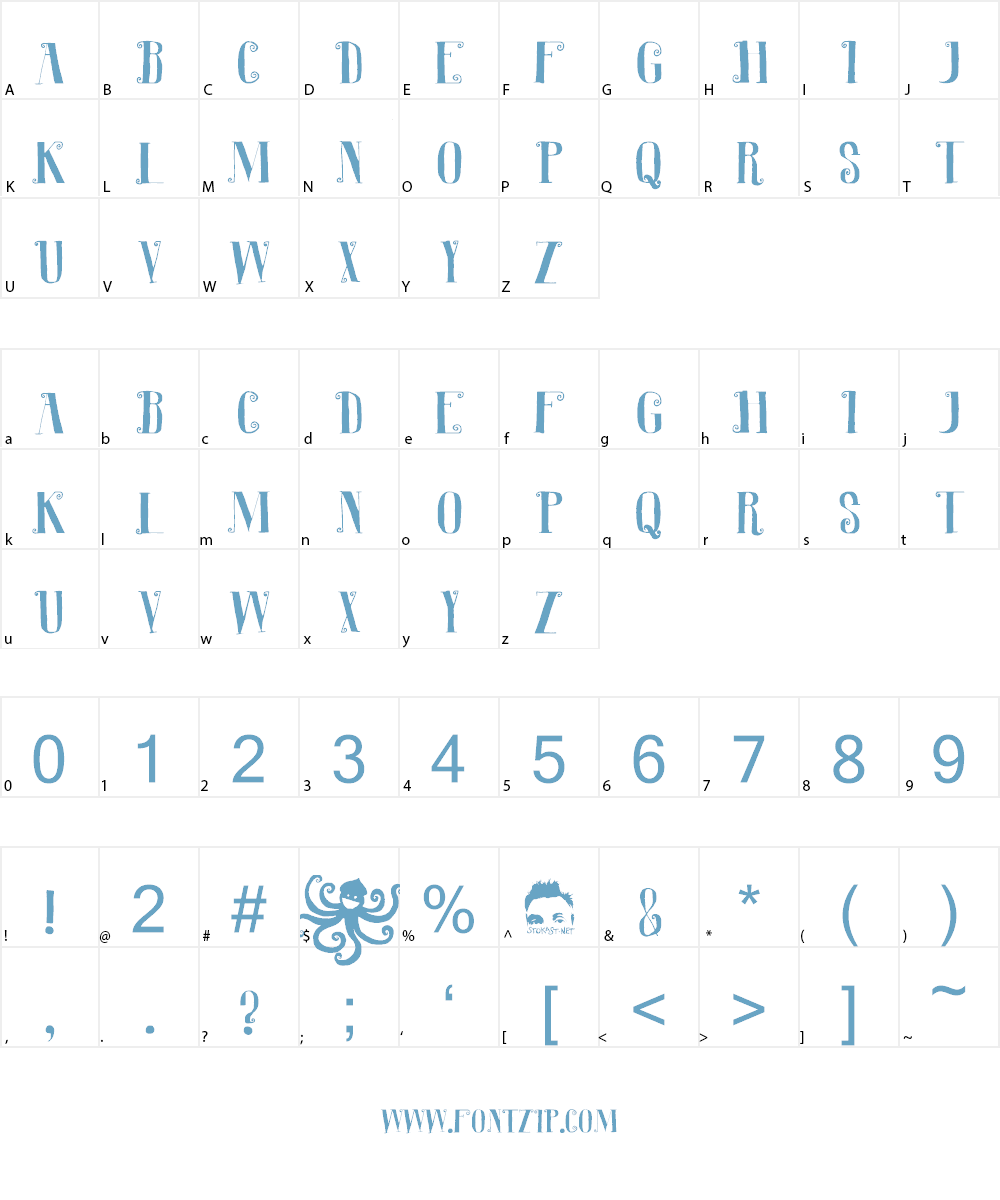 R. Squiddy Font Character