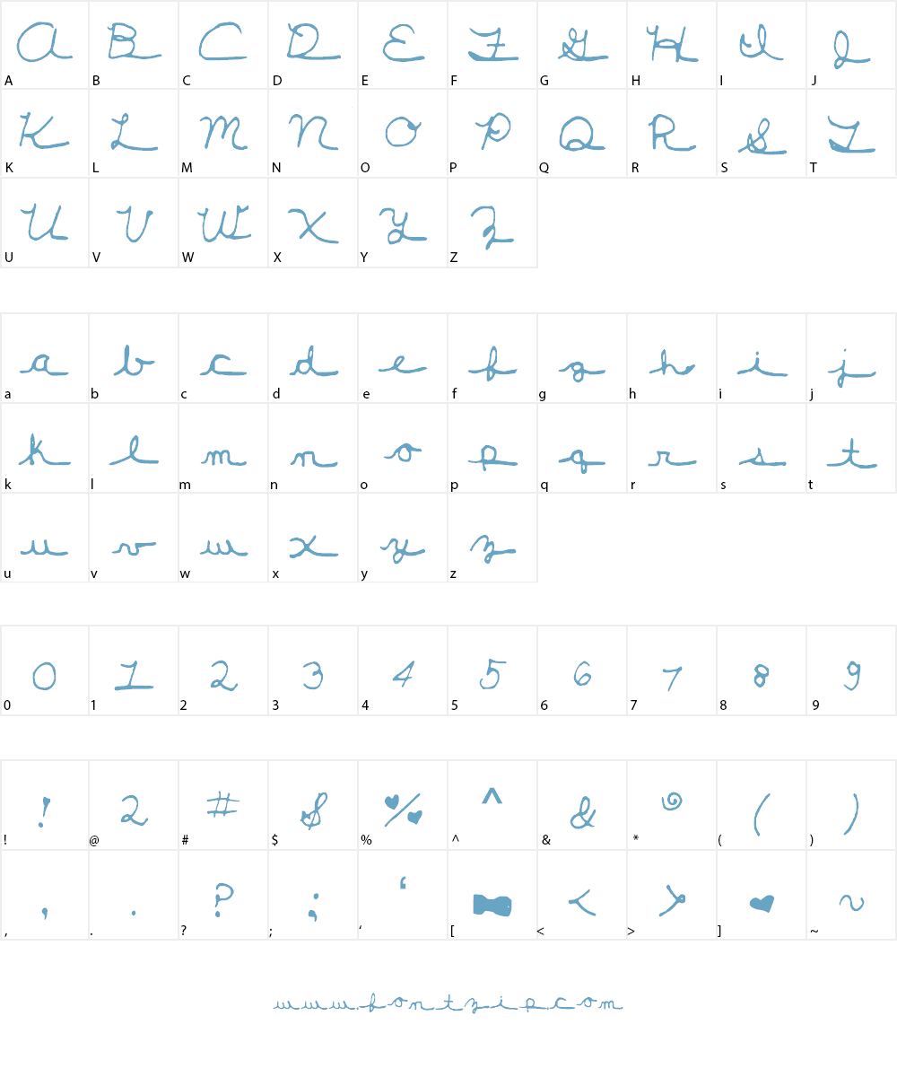 New_Girl_Cursive Font Character