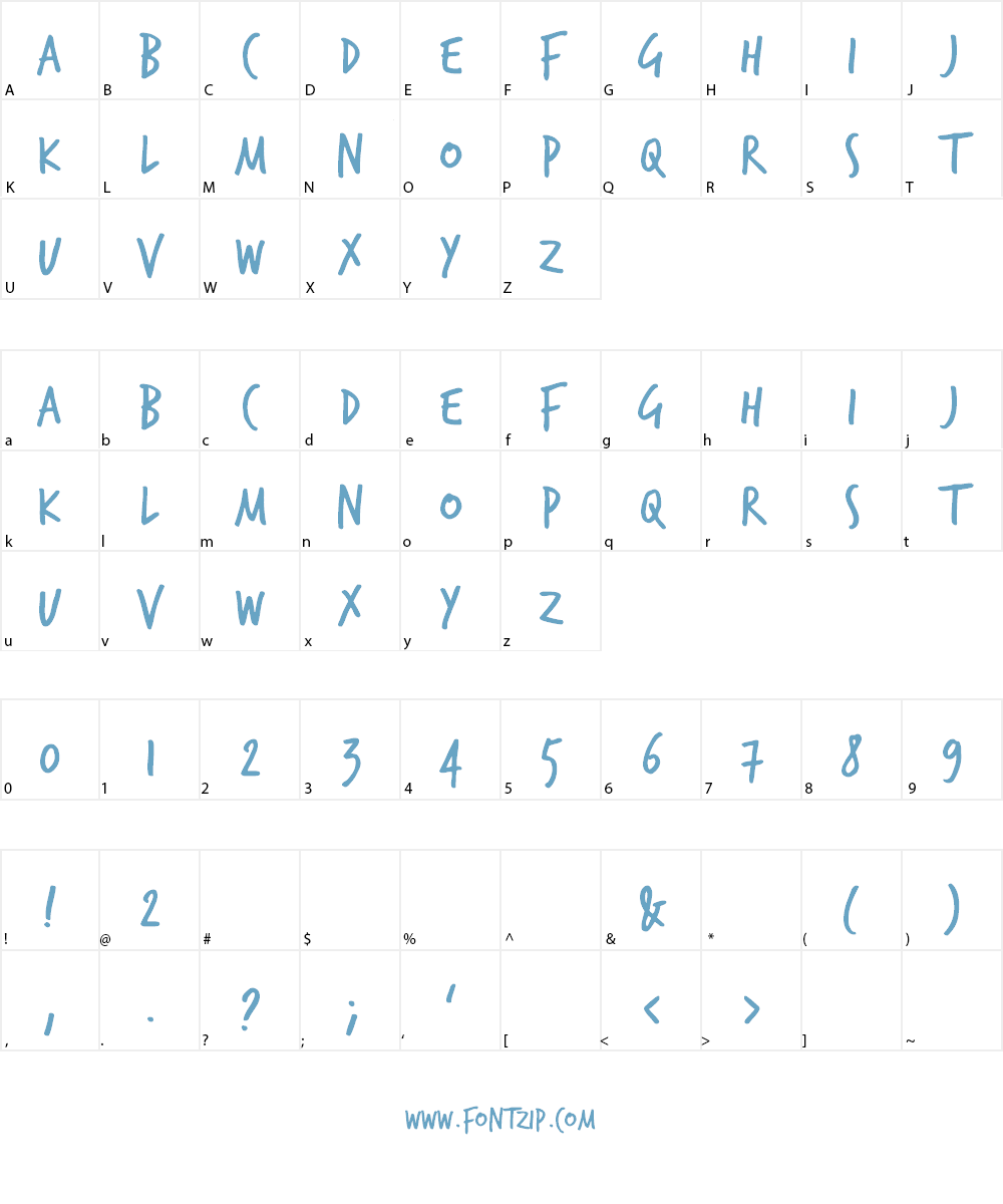 TrashHand Font Character