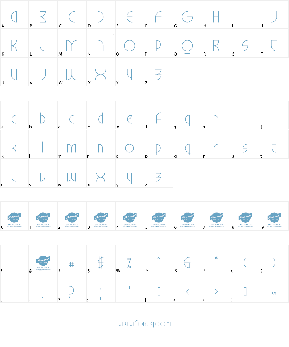 Milkyway Hotel Personal Use Font Character