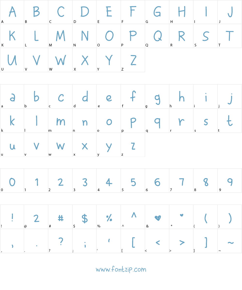 DPDorkDiary Font Character