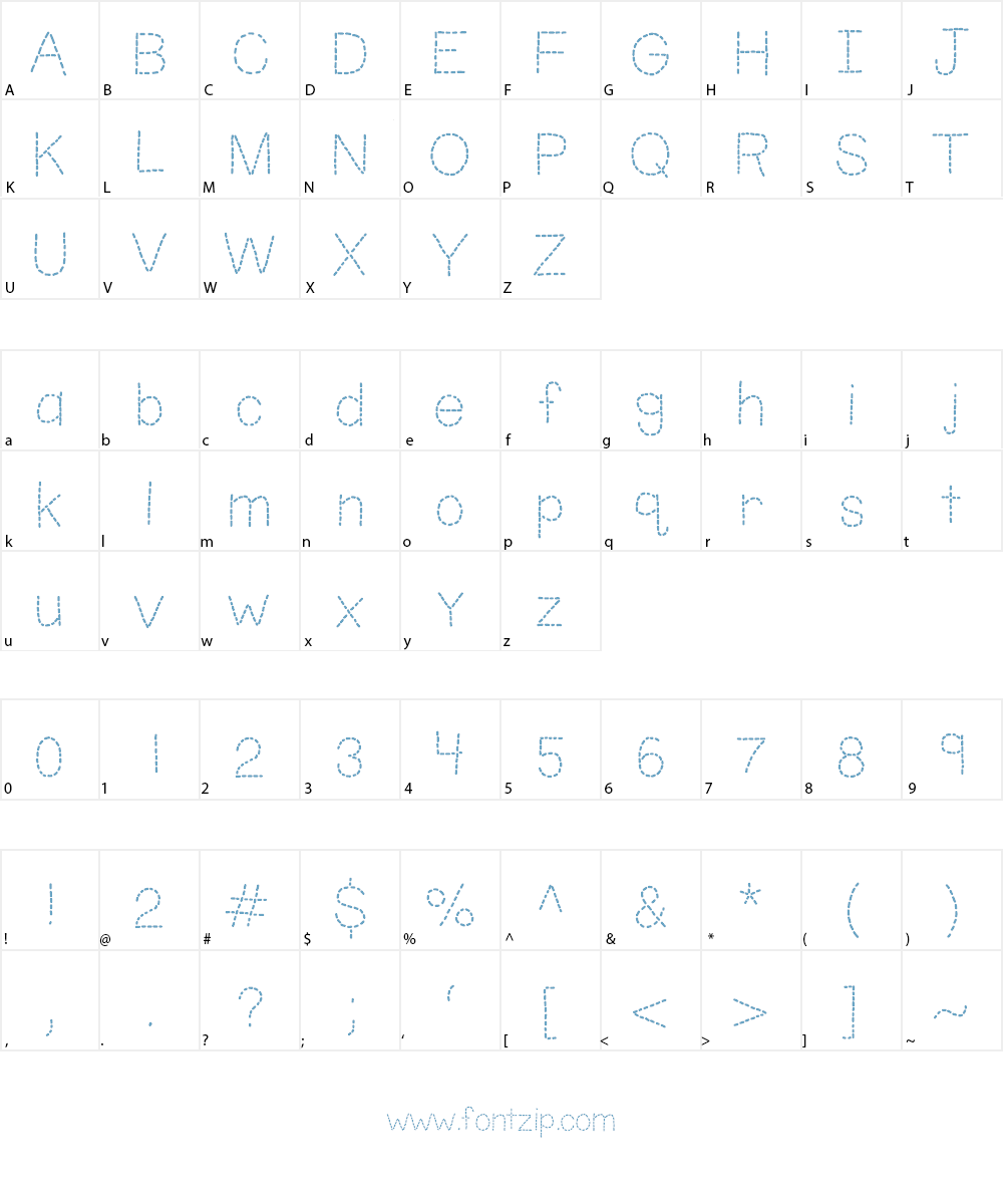 KBUnoDosTrace Font Character