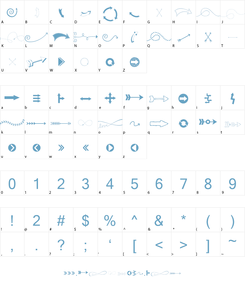 KG Arrows Font Character