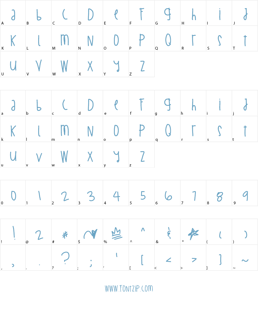 BillionMillionIWish Font Character