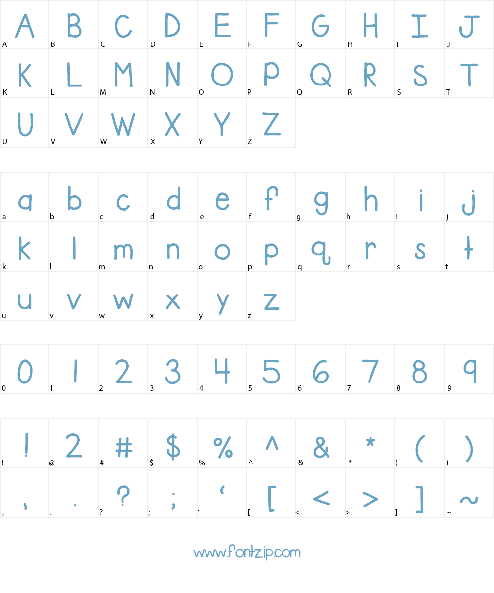 KBFirstGradeGrown Font Character