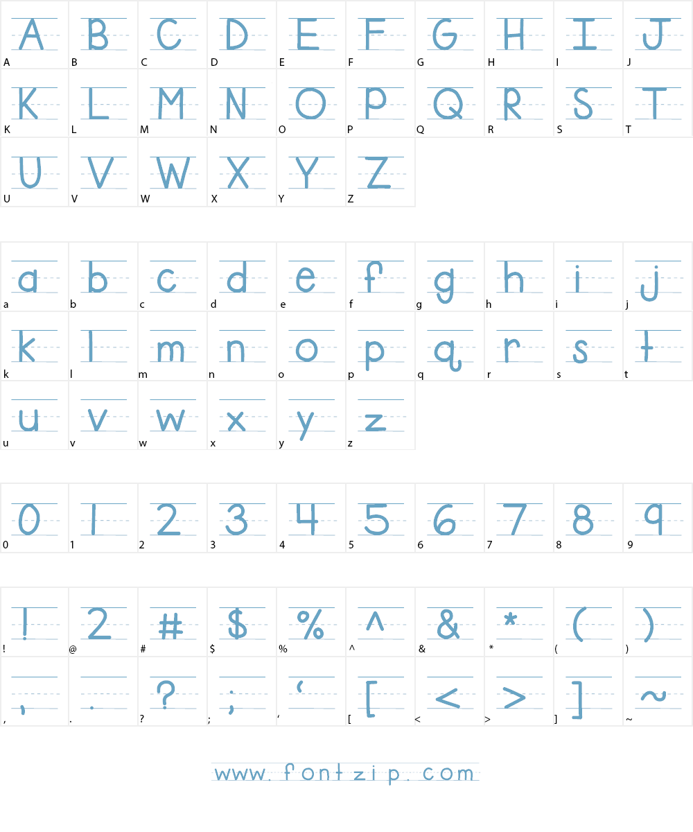 KBFirstGradeLines Font Character