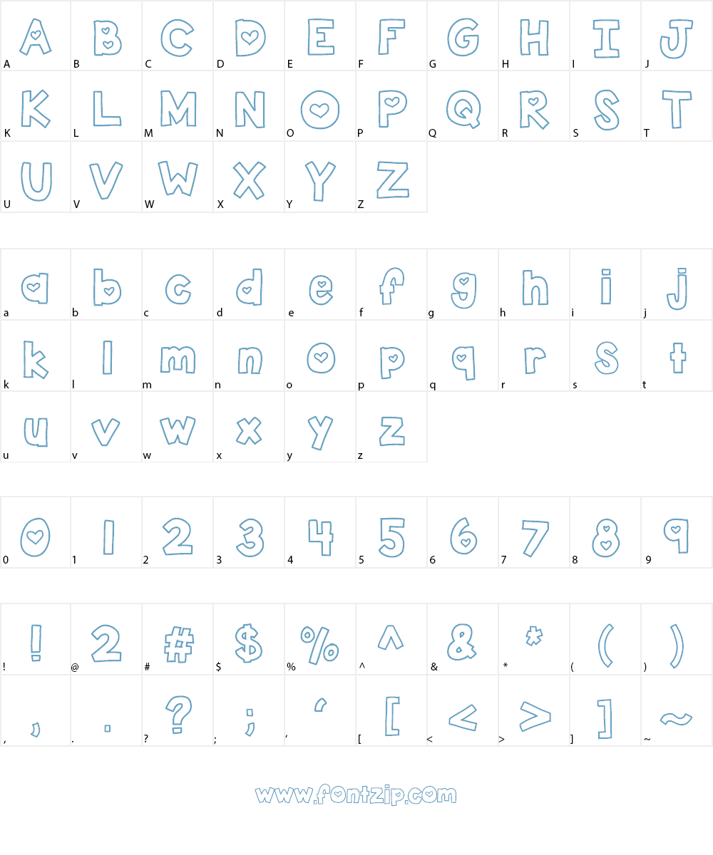 KBTwoLovers Font Character