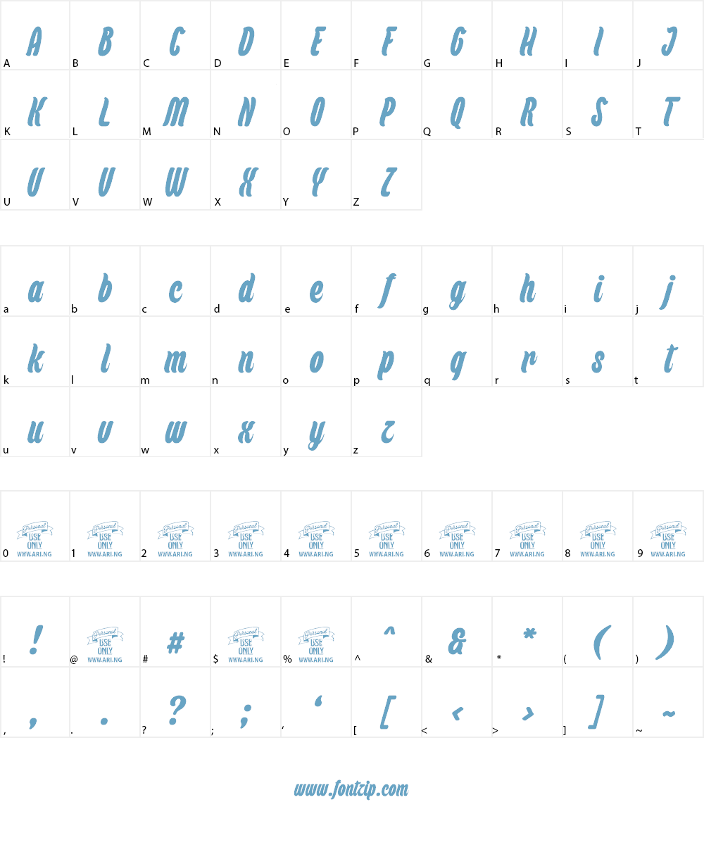 Backpack Personal Use Font Character