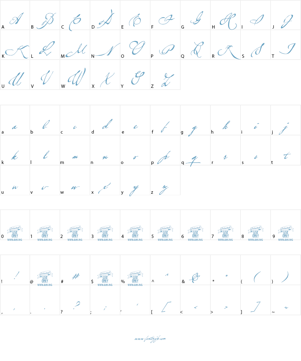 Brev Script Personal Use Font Character
