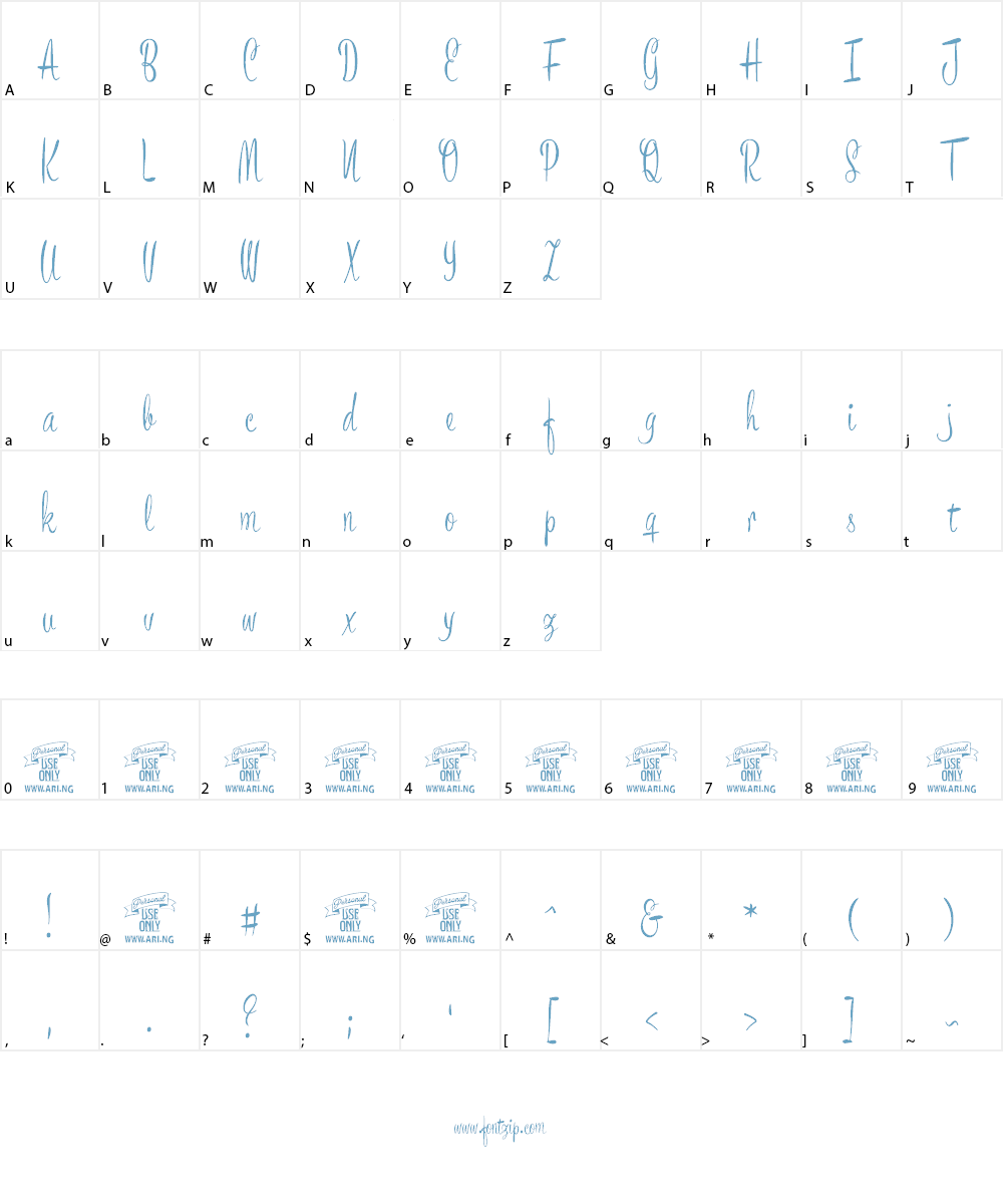 Bronze Script Personal Use Font Character