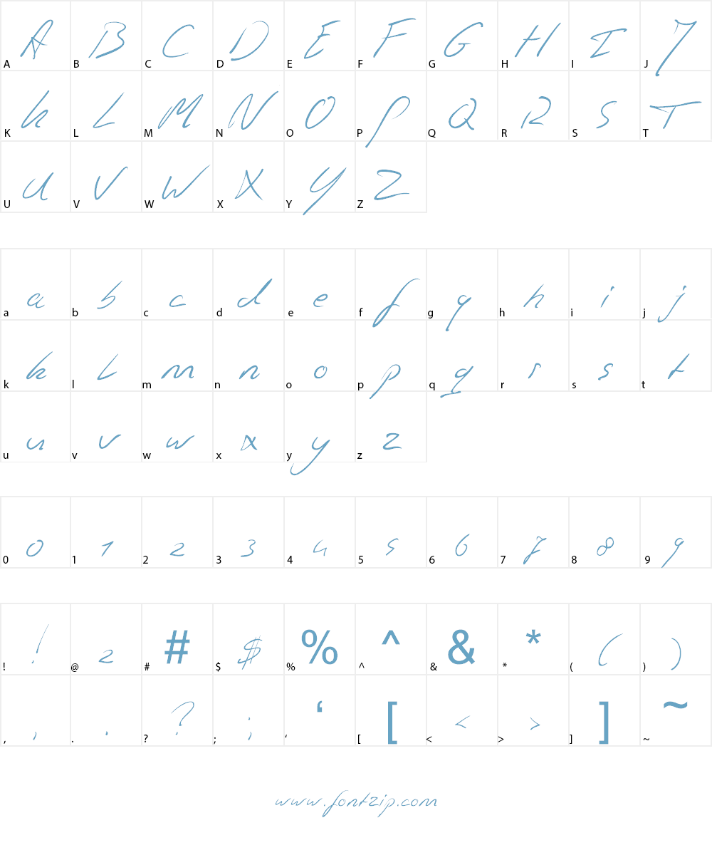 Jaspers Handwriting Font Character