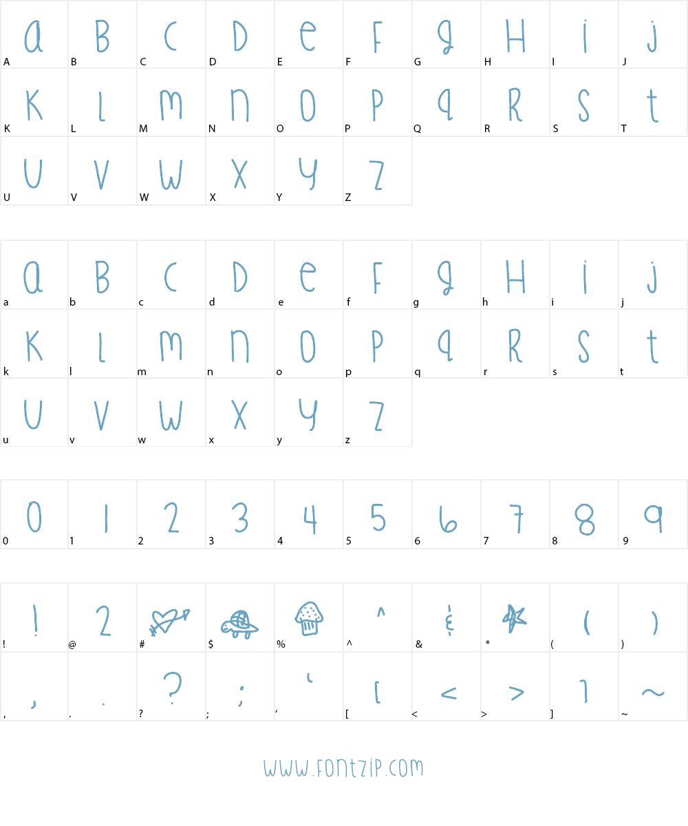 TreasureFingers Font Character