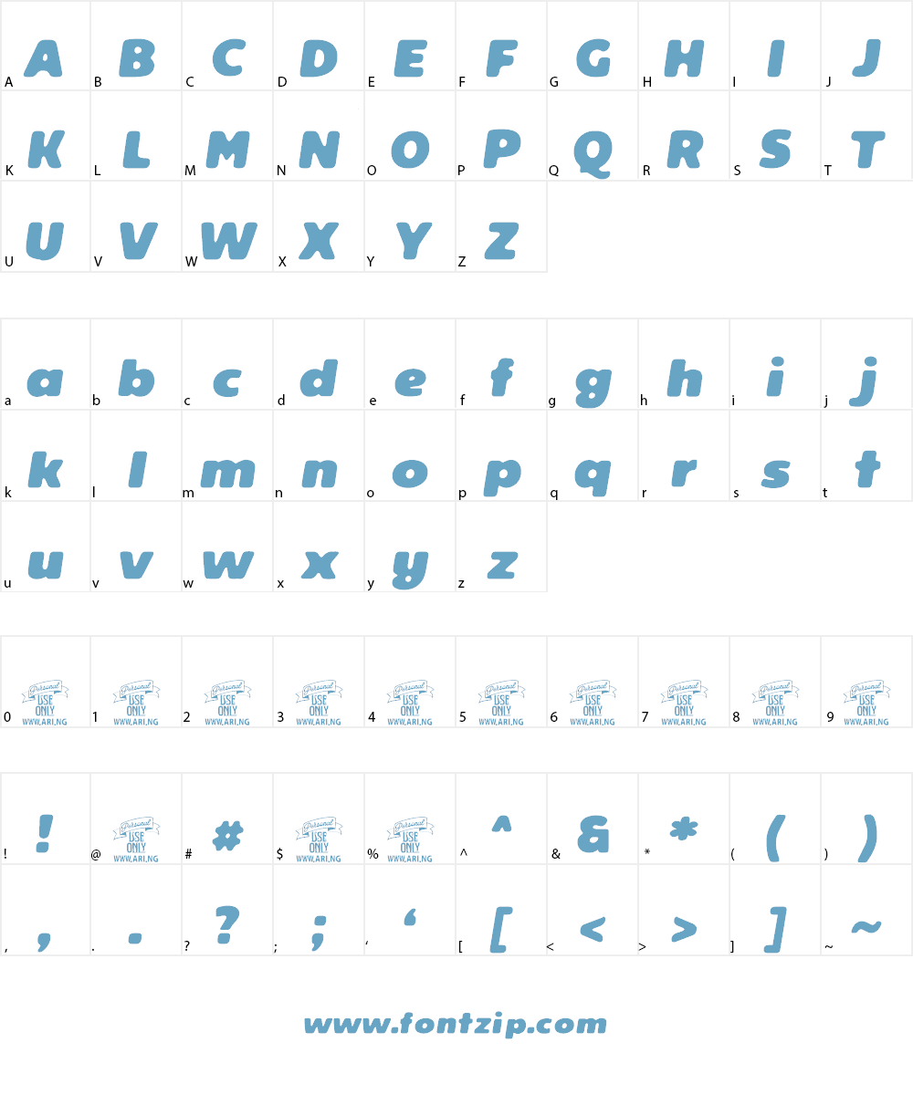 Reeler Personal Use Only Font Character