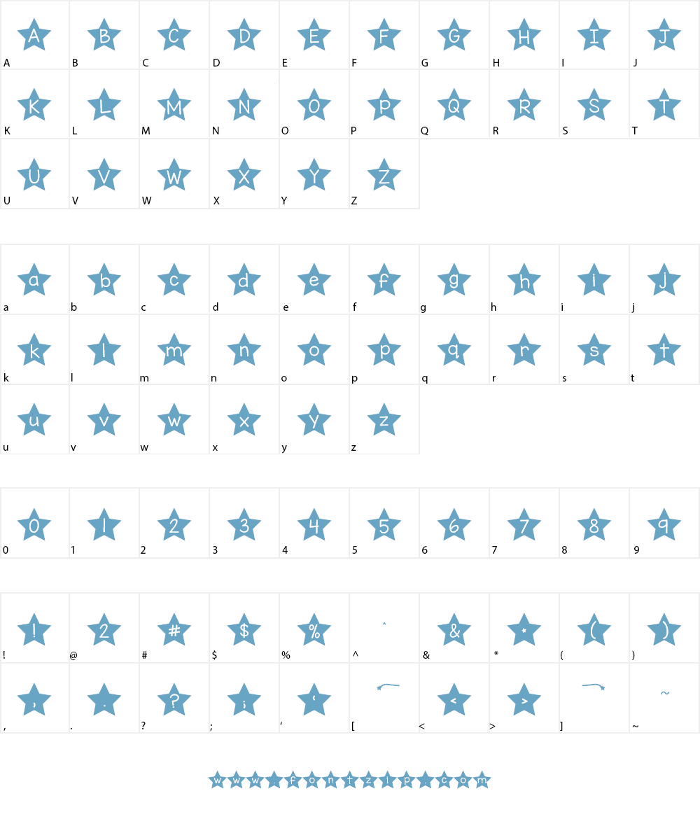 KG All of the Stars Font Character