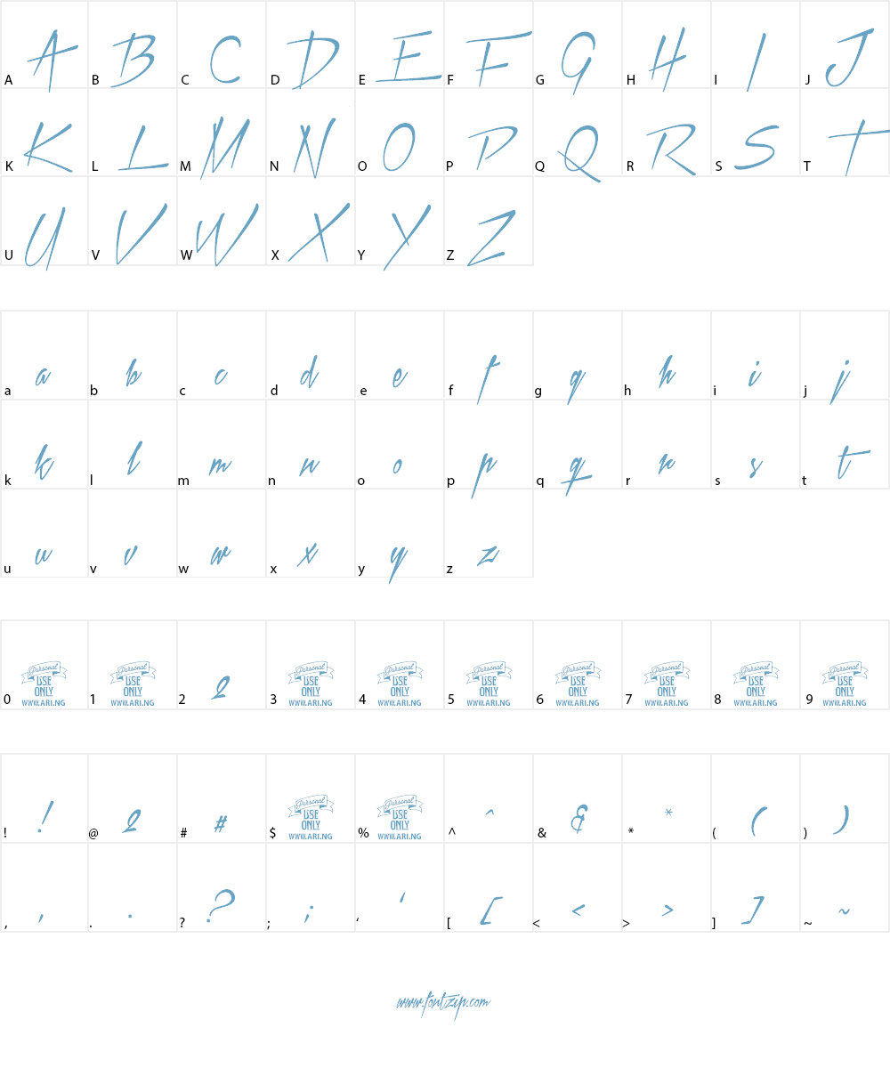 Xtreem 2 Personal Use Font Character