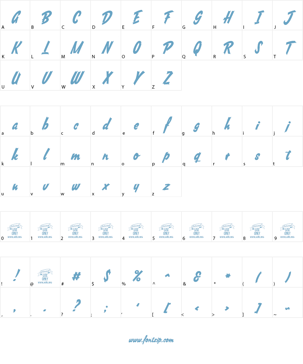 South African Personal Use Font Character