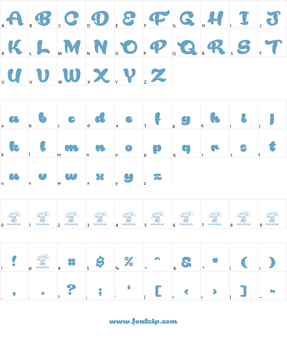 Rakoon Personal Use Font Character