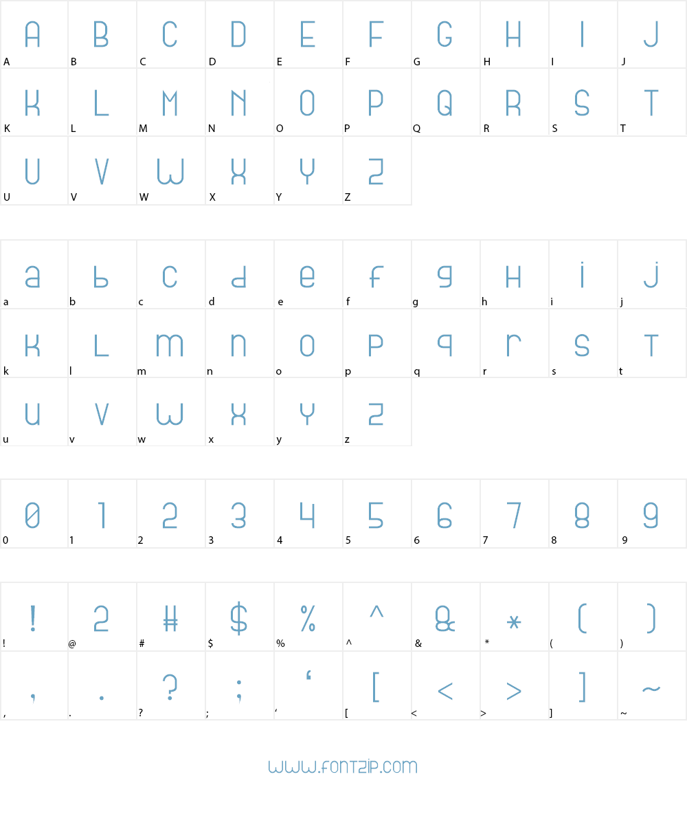 Bright Line 7 Font Character