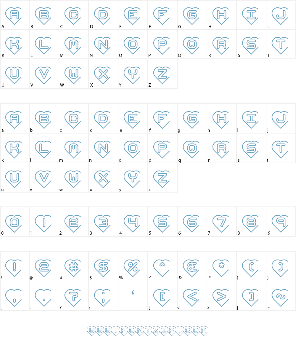 Hearts BRK Font Character