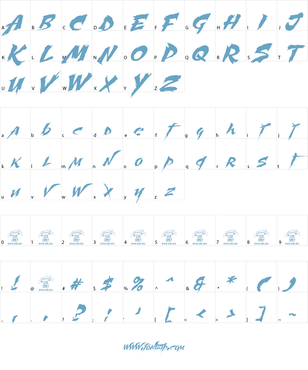 Martyric Personal Use Only Font Character