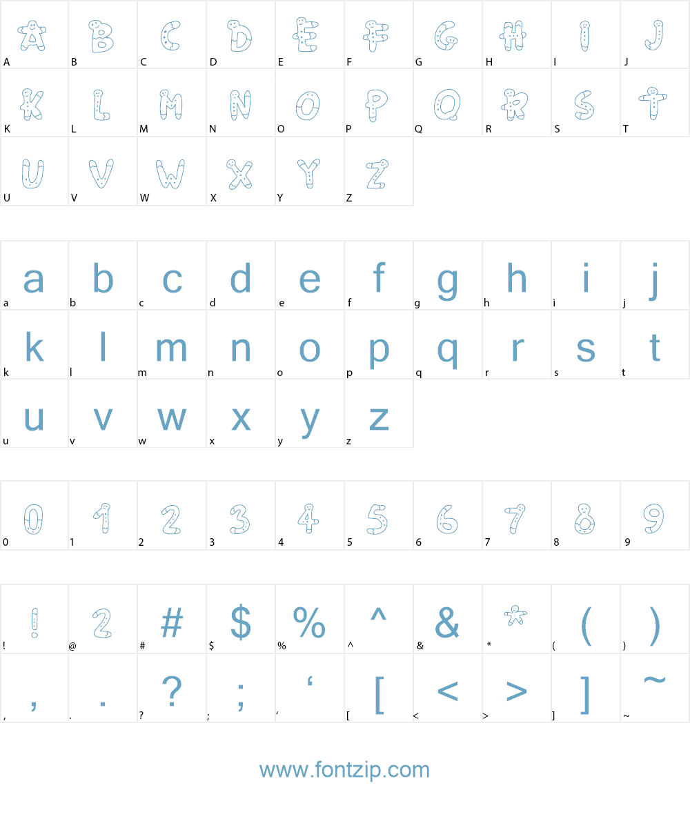 PWGingerbread Font Character