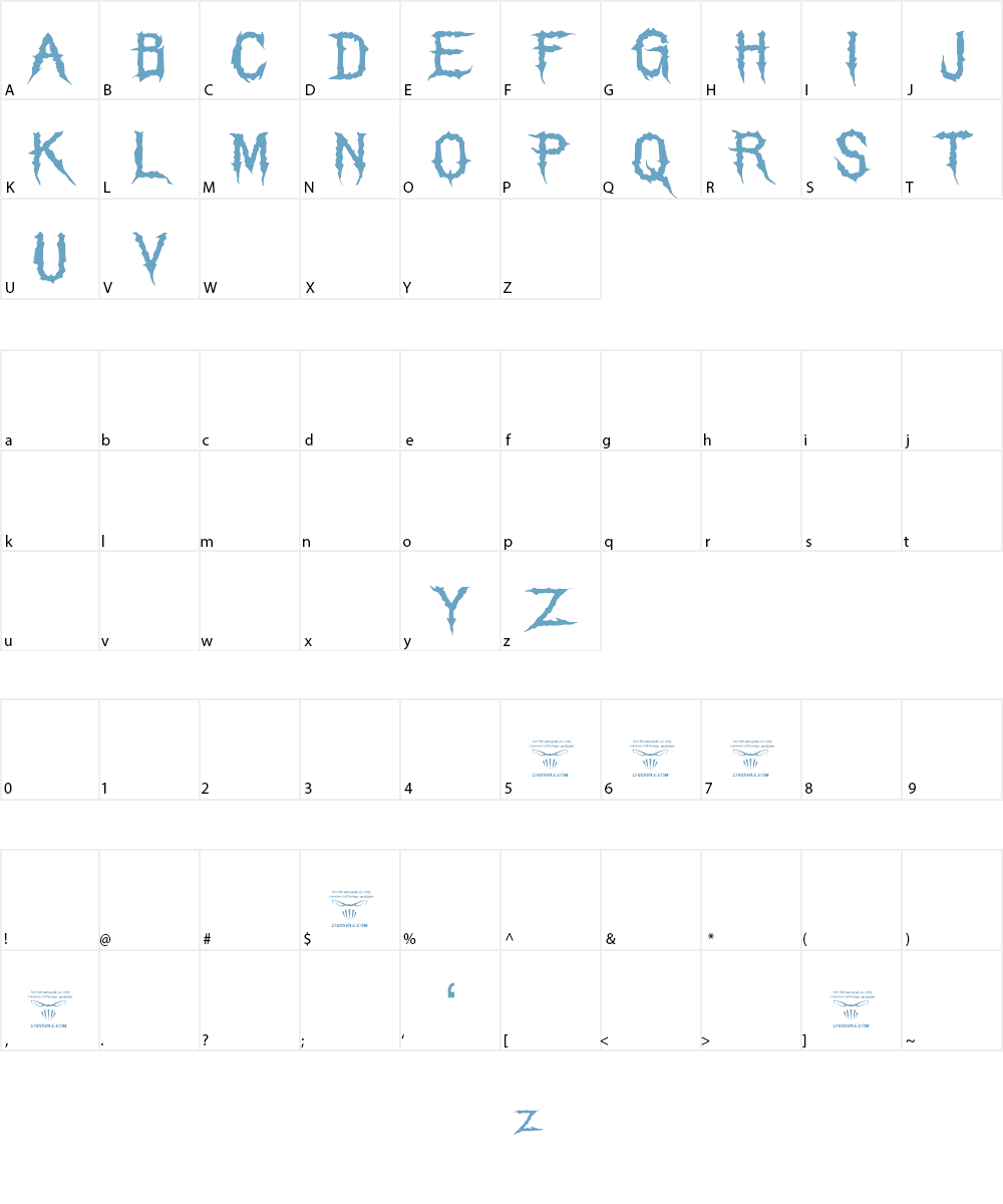 The Grim Raiders Font Character
