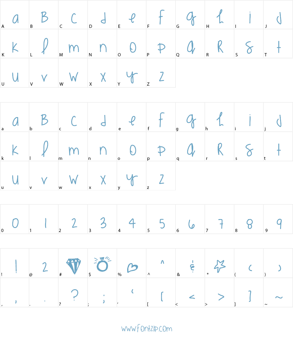 KimmiesHand Font Character