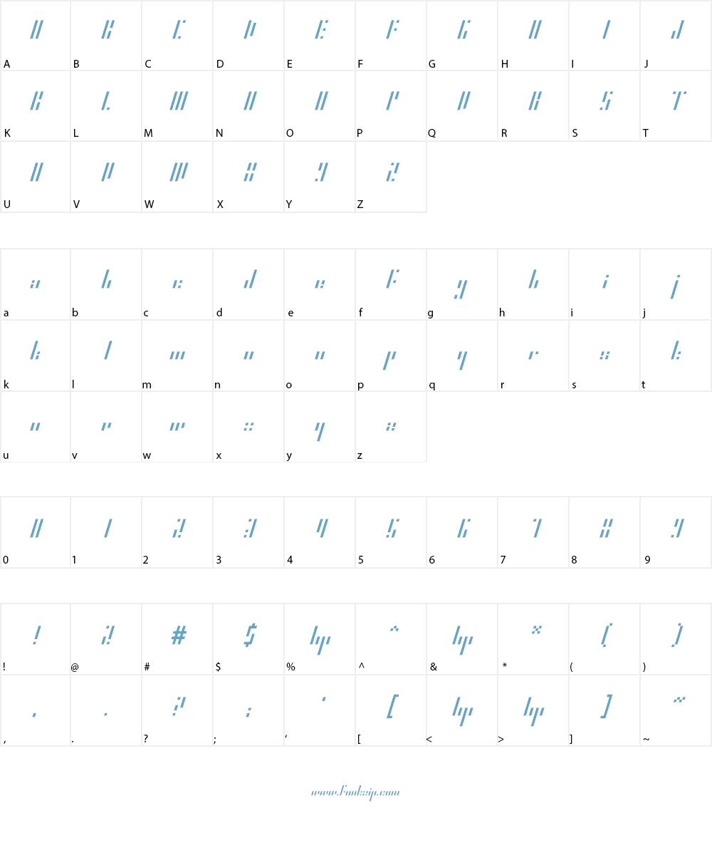 HP Slant Font Character