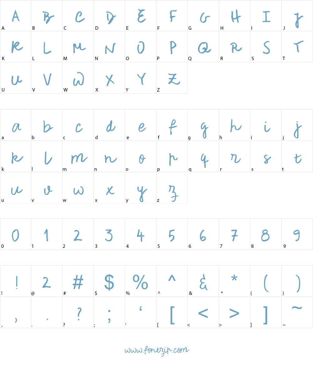 Rough Notes Sample Font Character