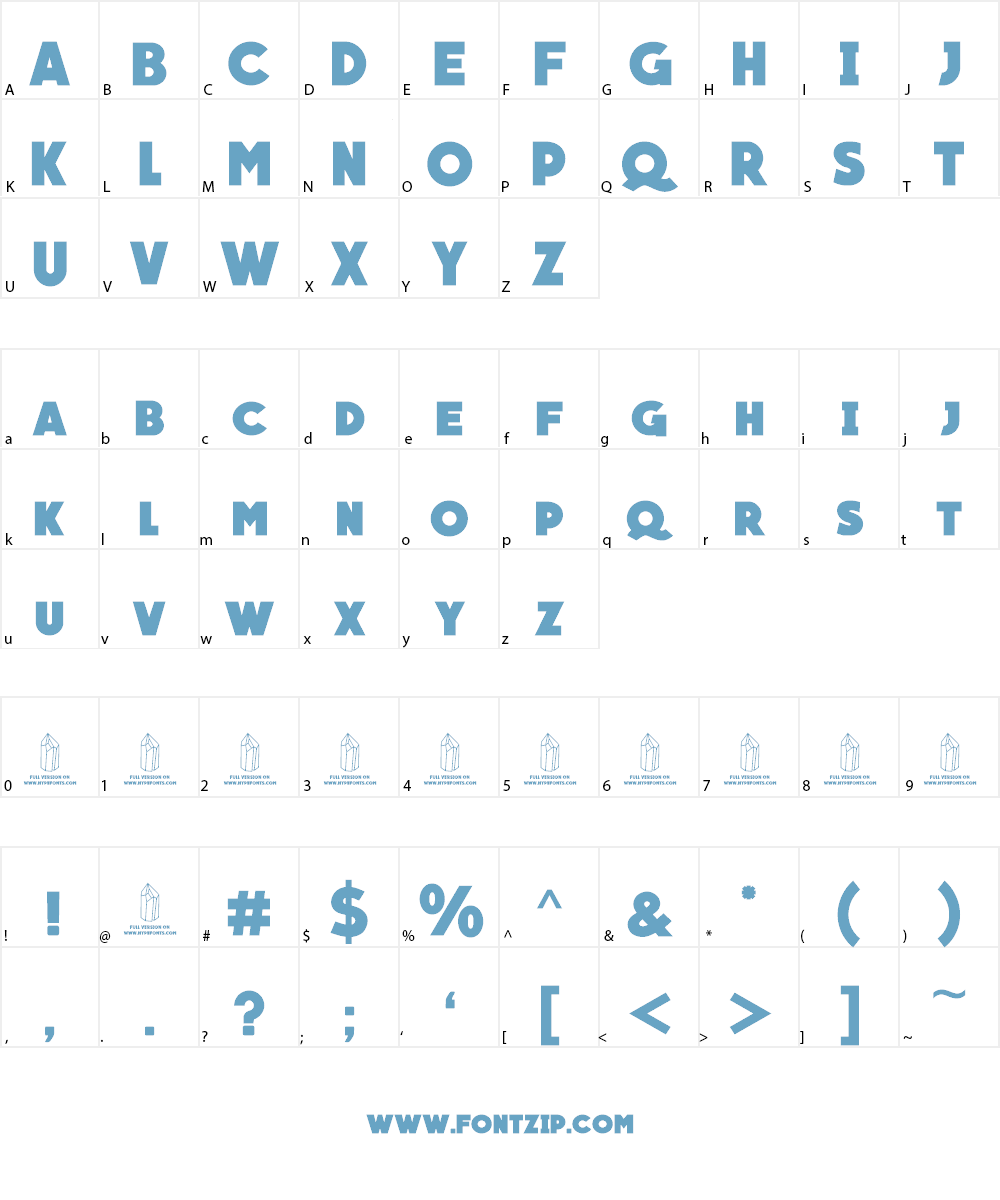 QUARTZO demo Font Character