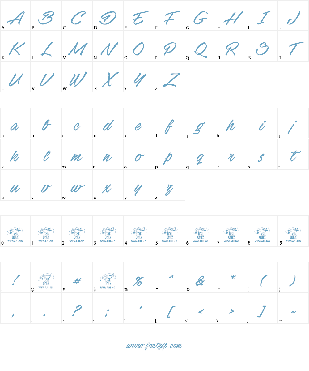 Stackyard PERSONAL USE Font Character