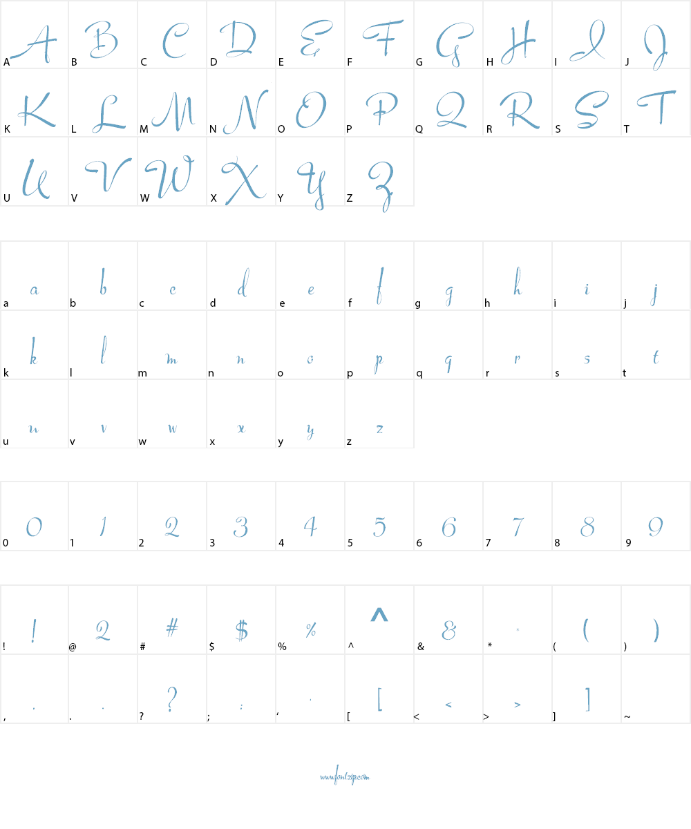 Lucy Script Font Character