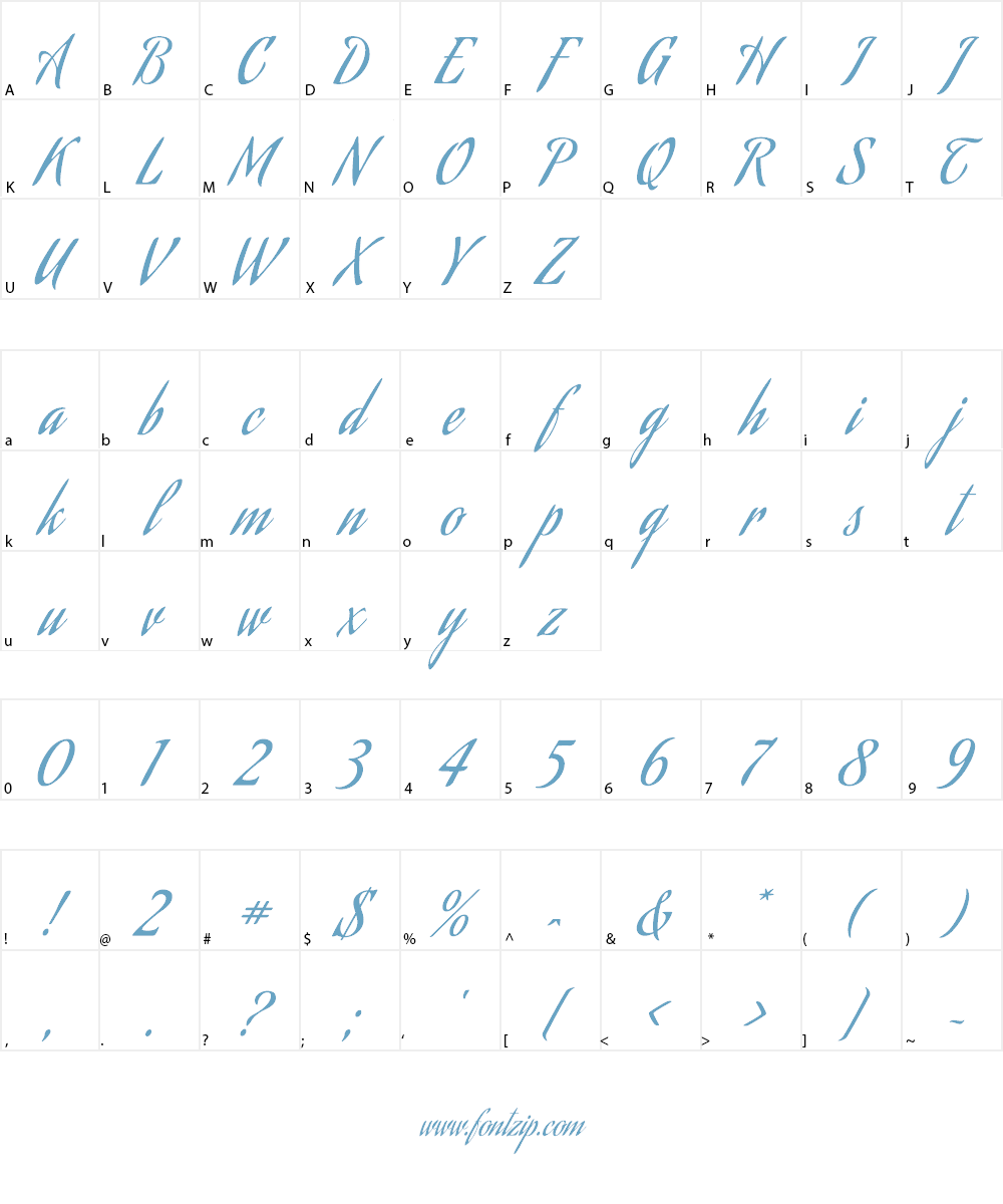 Aguafina Script Font Character