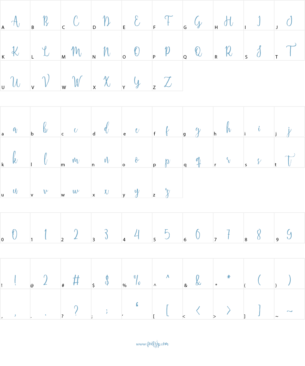 Shellahera Script Demo Font Character
