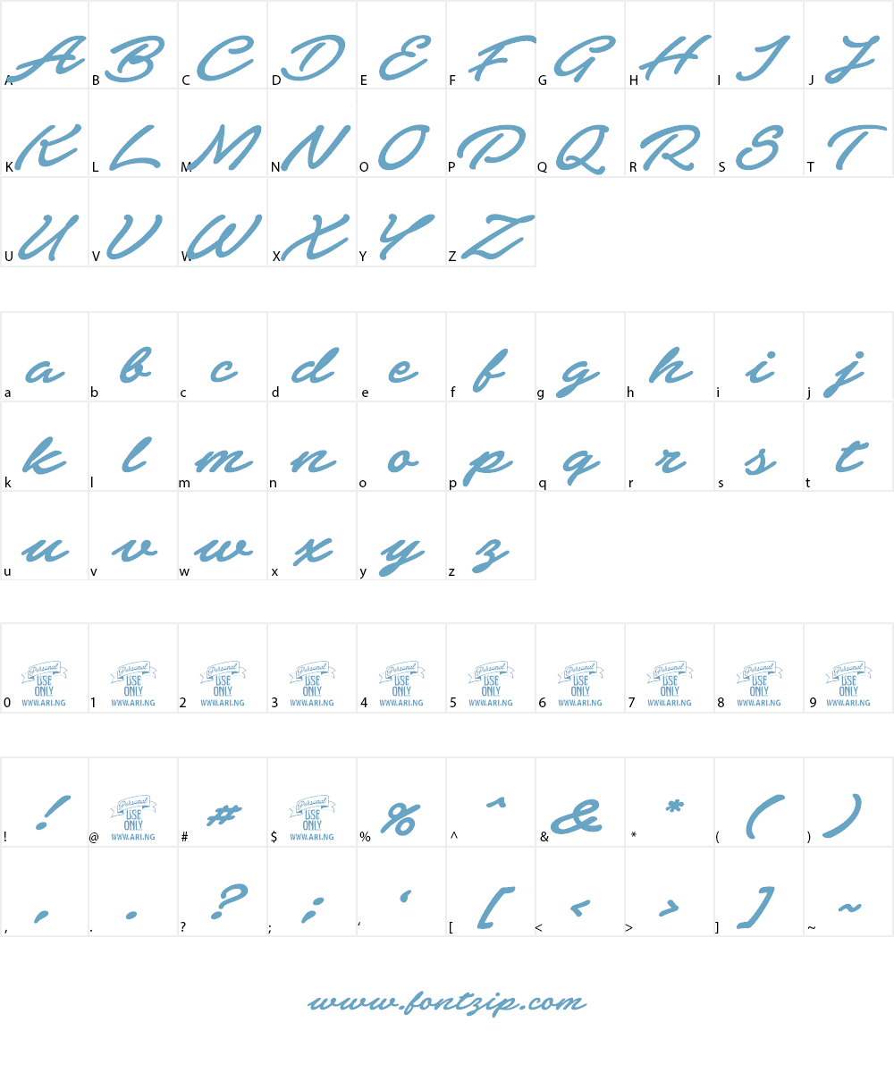 Elevate PERSONAL USE ONLY Font Character