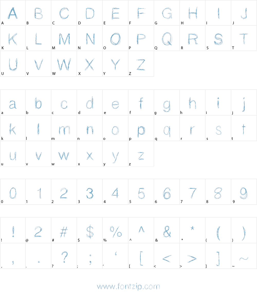 MGspaghettistrings Font Character