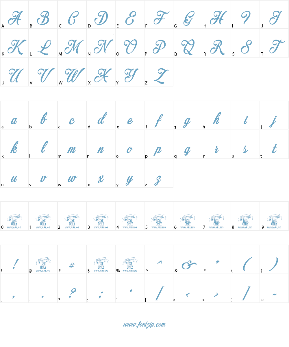 Mochary PERSONAL USE ONLY Font Character