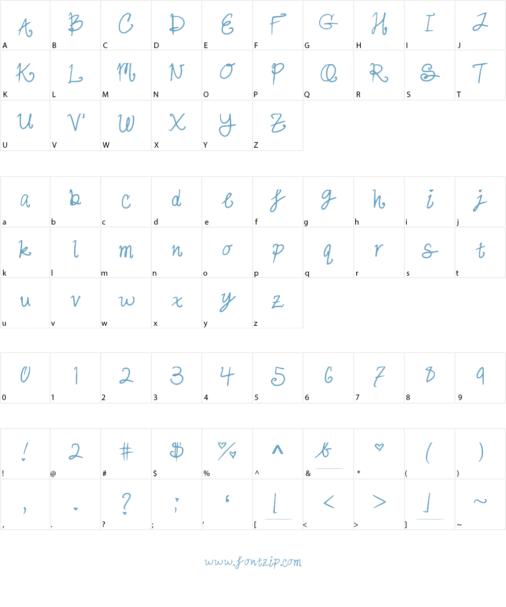 cutesy_hand Font Character