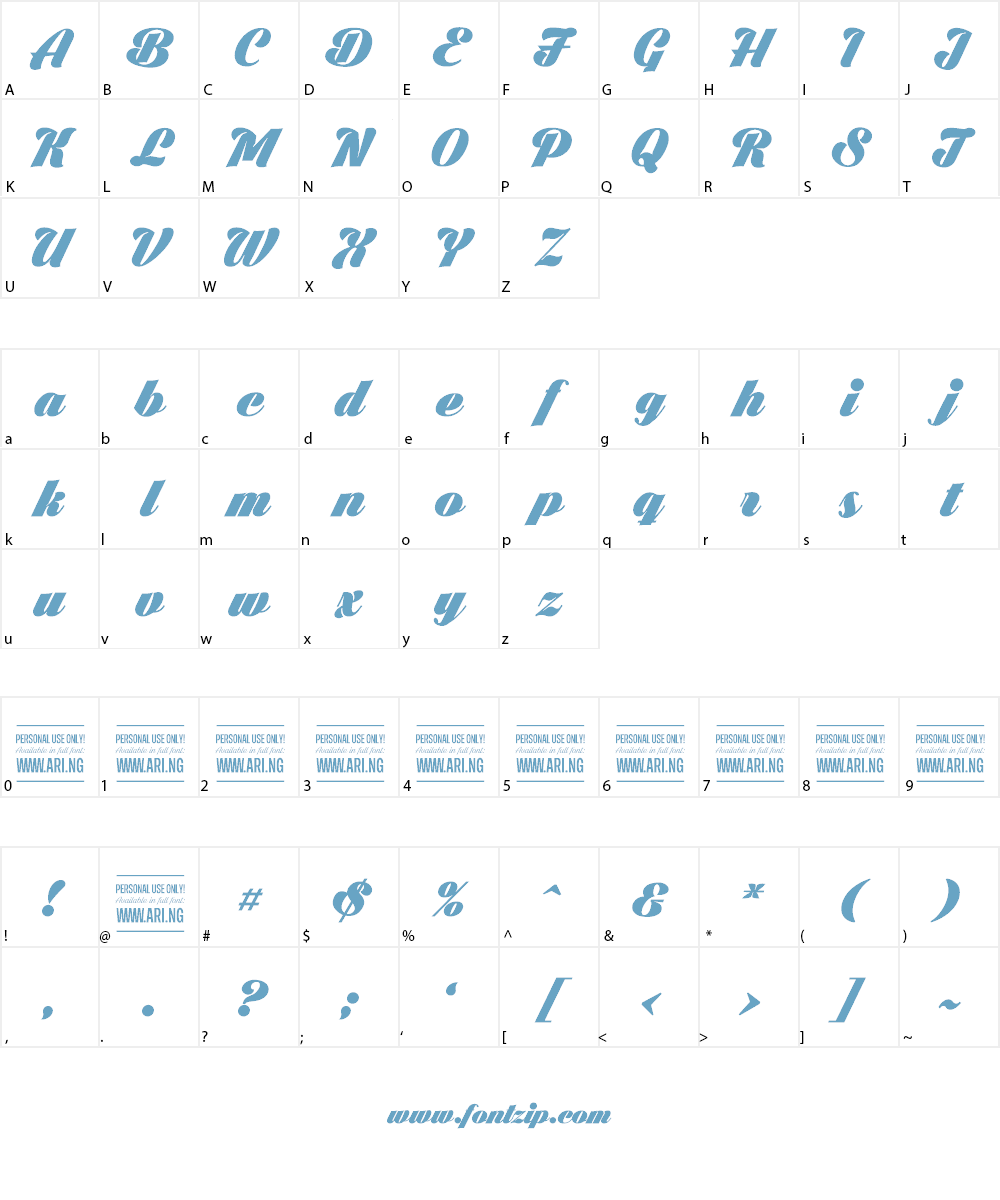 Black Larch PERSONAL USE ONLY Font Character