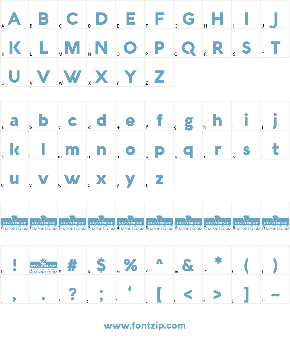Aquawax Font Character