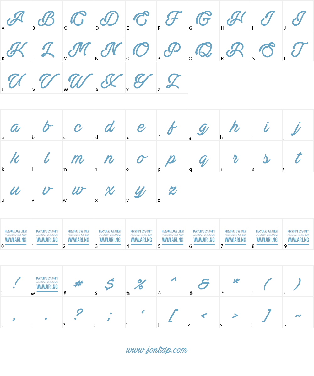 Actonia PERSONAL USE Font Character