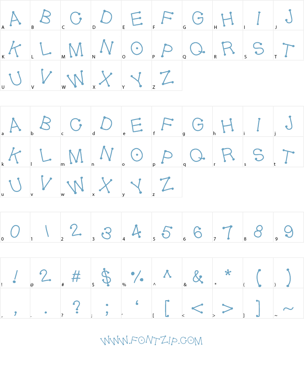 GelDoticaJumpy Font Character