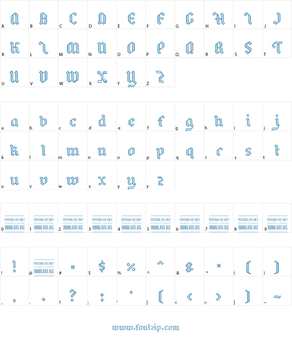 Backyard PERSONAL Font Character
