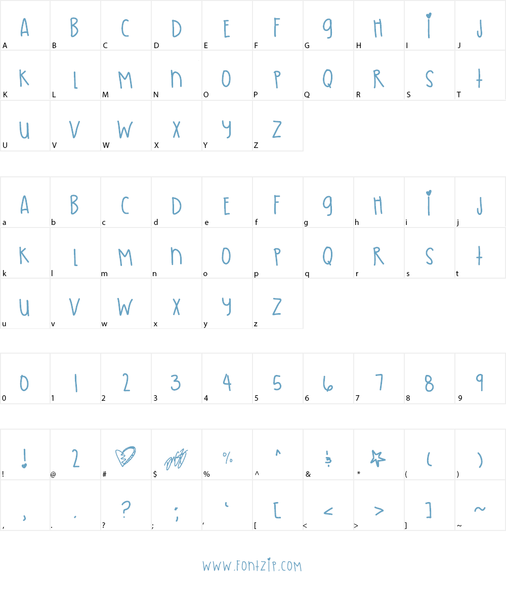 PastelSkies Font Character