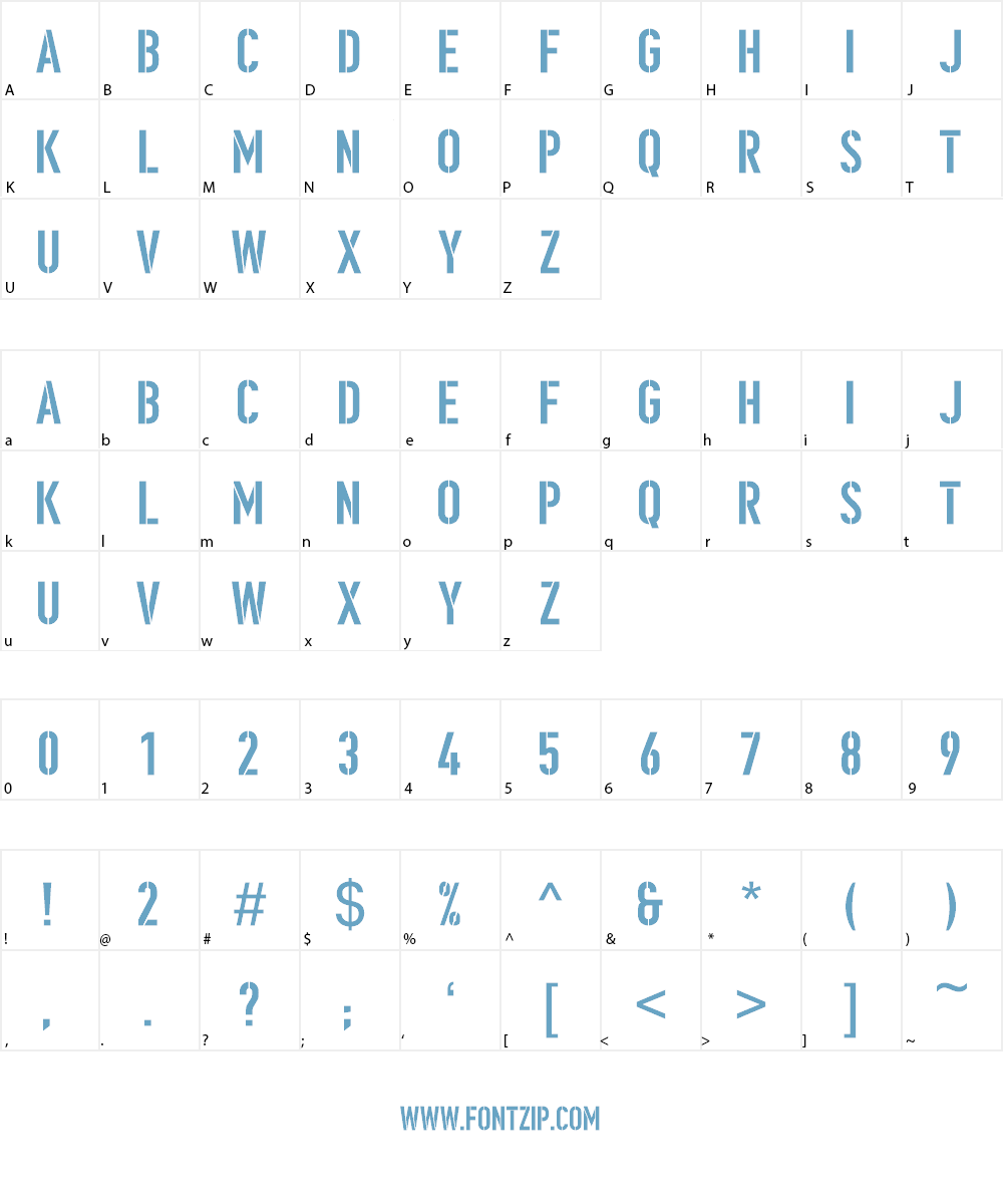 Ombudsman Stencil Font Character