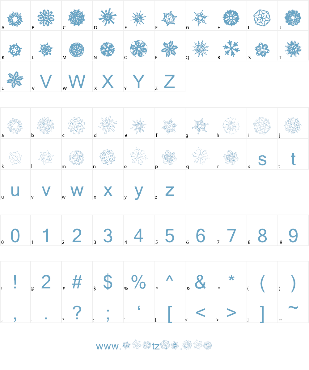 Paper Snowflakes Font Character