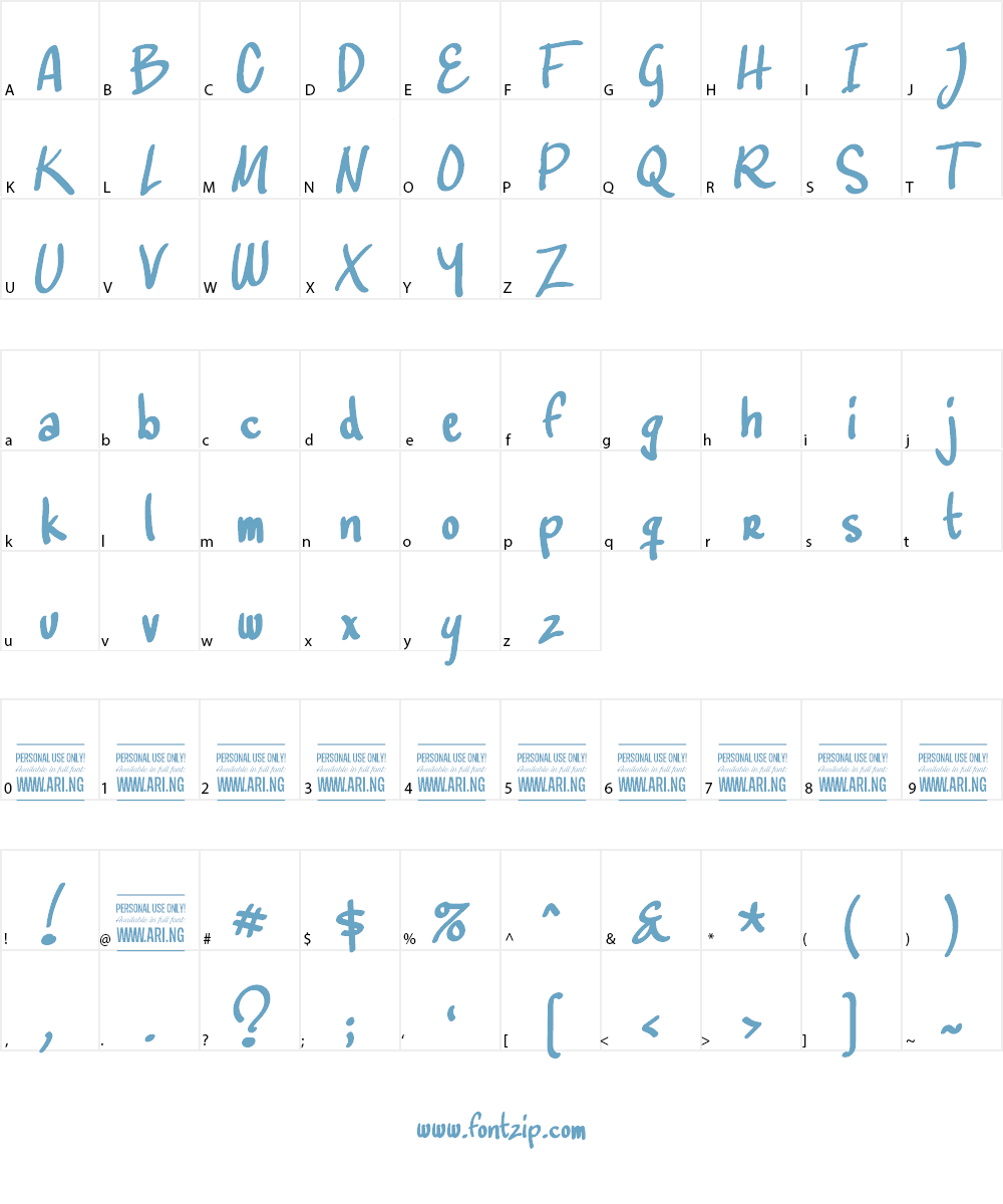 Bloc Boy PERSONAL USE ONLY Font Character