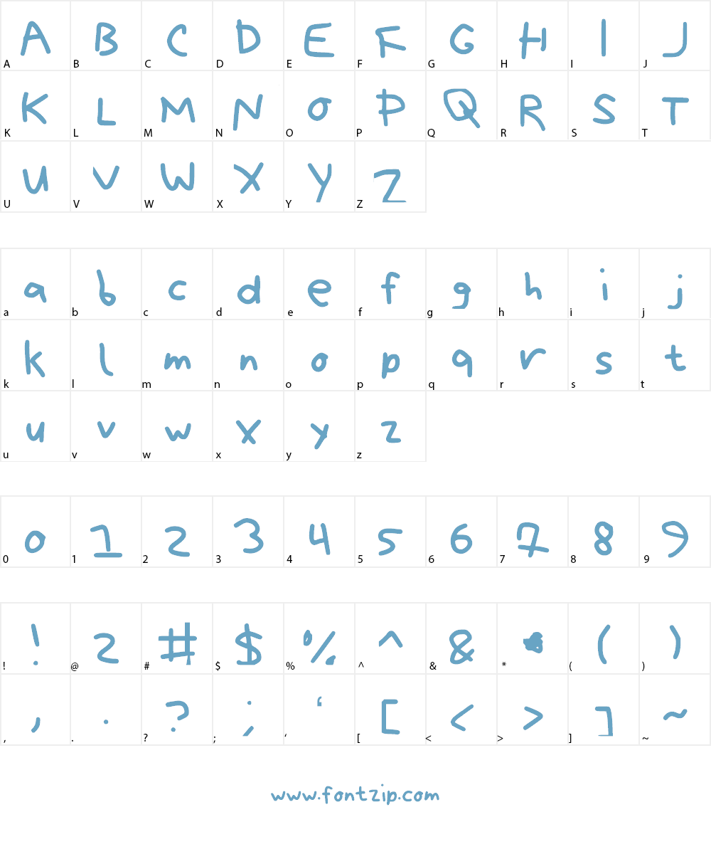 Bryndan Hand Font Character