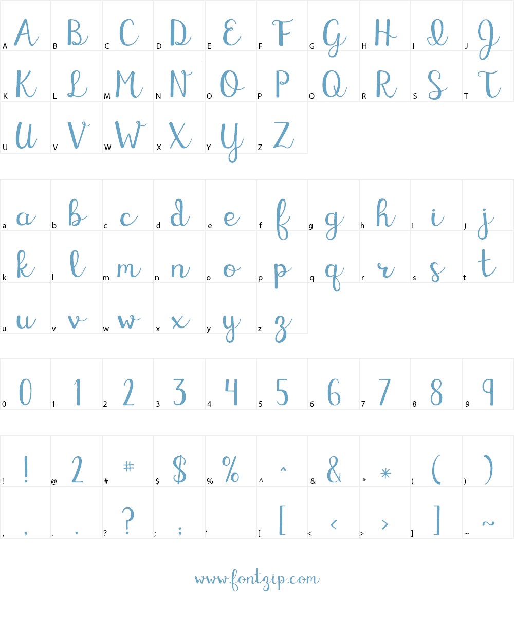 KG Eliza Schuyler Script Font Character