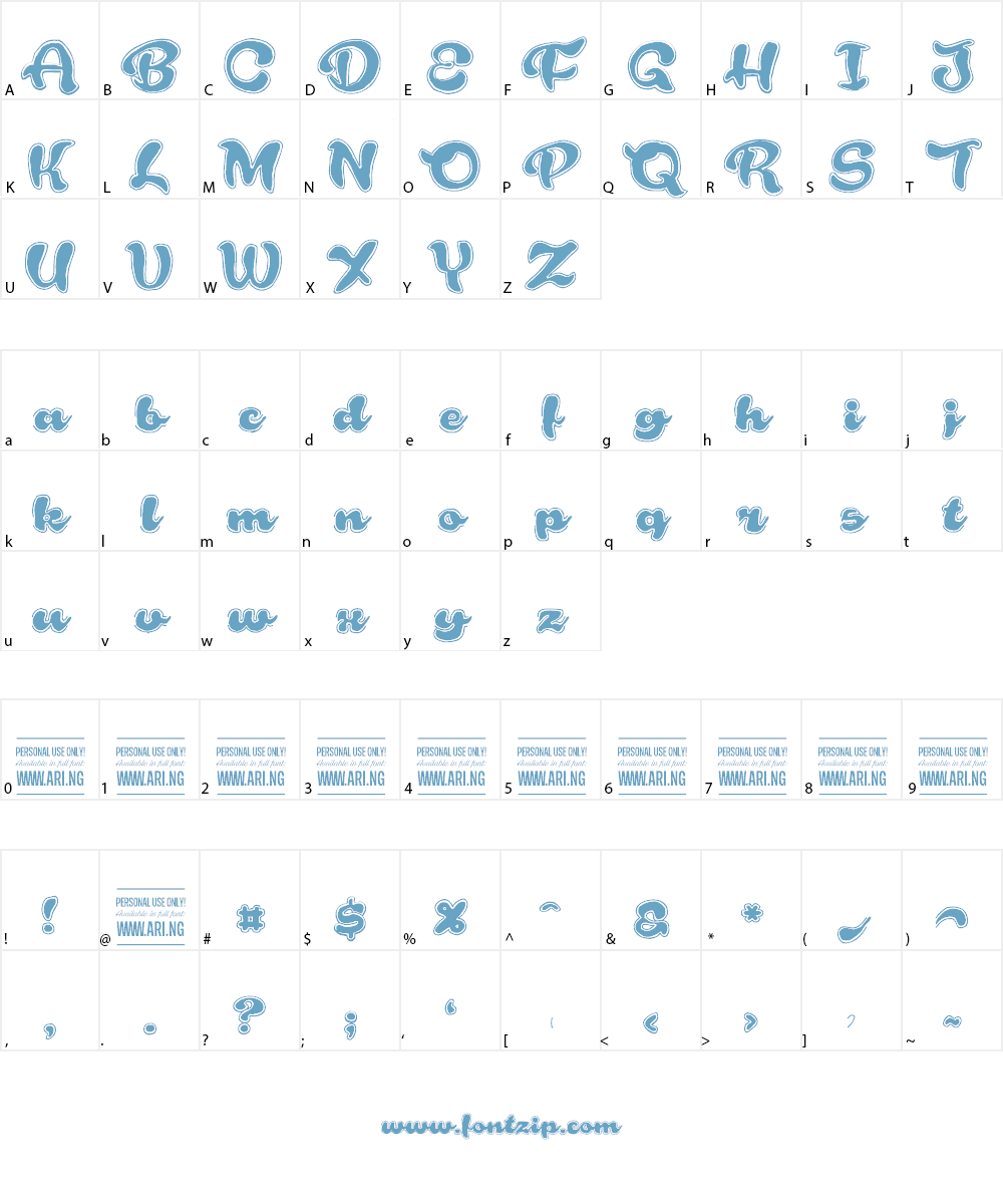 Rough Rakoon PERSONAL USE Font Character